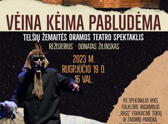 Kleboniškių muziejaus klojime – Telšių Žemaitės dramos teatro premjera „Vėina kėima pablūdėma“
