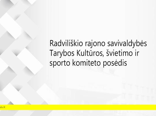 2026 m. balandžio 30 d. šaukiamas Kultūros, švietimo ir sporto komiteto posėdis