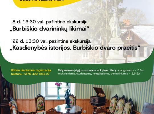 Burbiškio dvaro ekskursijose – pasakojimai apie Baženskių šeimą ir dvaro kasdienybę