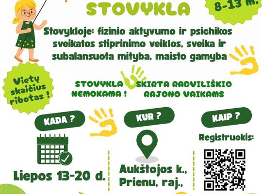 Radviliškio rajono vaikai (8–13 m.) kviečiami dalyvauti sveikatos stiprinimo stovykloje