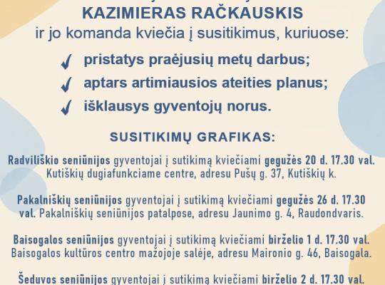 Kviečiame į susitikimus: pristatysime atliktus ir planuojamus darbus