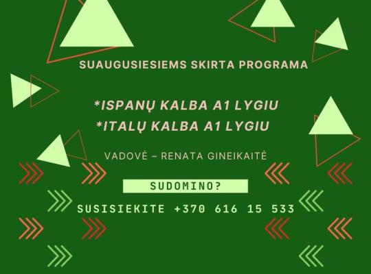 Kviečiame suaugusiuosius į kalbų kursus ir kūrybinius užsiėmimus
