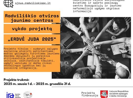 Projektas „Erdvė juda 2025“: Naujos galimybės Radviliškio rajono jaunimui
